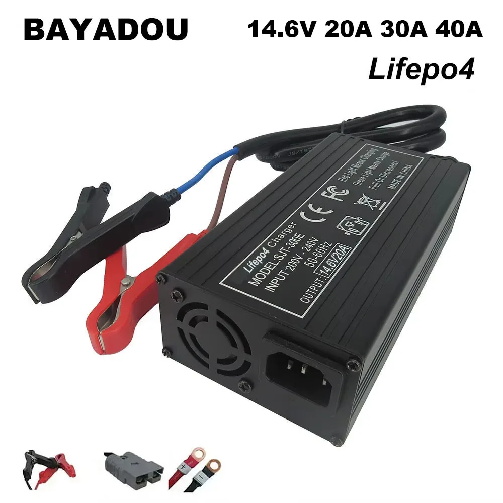 14.6V 20A LiFePO4 Battery Fast Charger 4S 12V 12 Volt 14.4V 30A 40A Iron Phosphate LFP RV Energy Storage RV Chargers Clip
