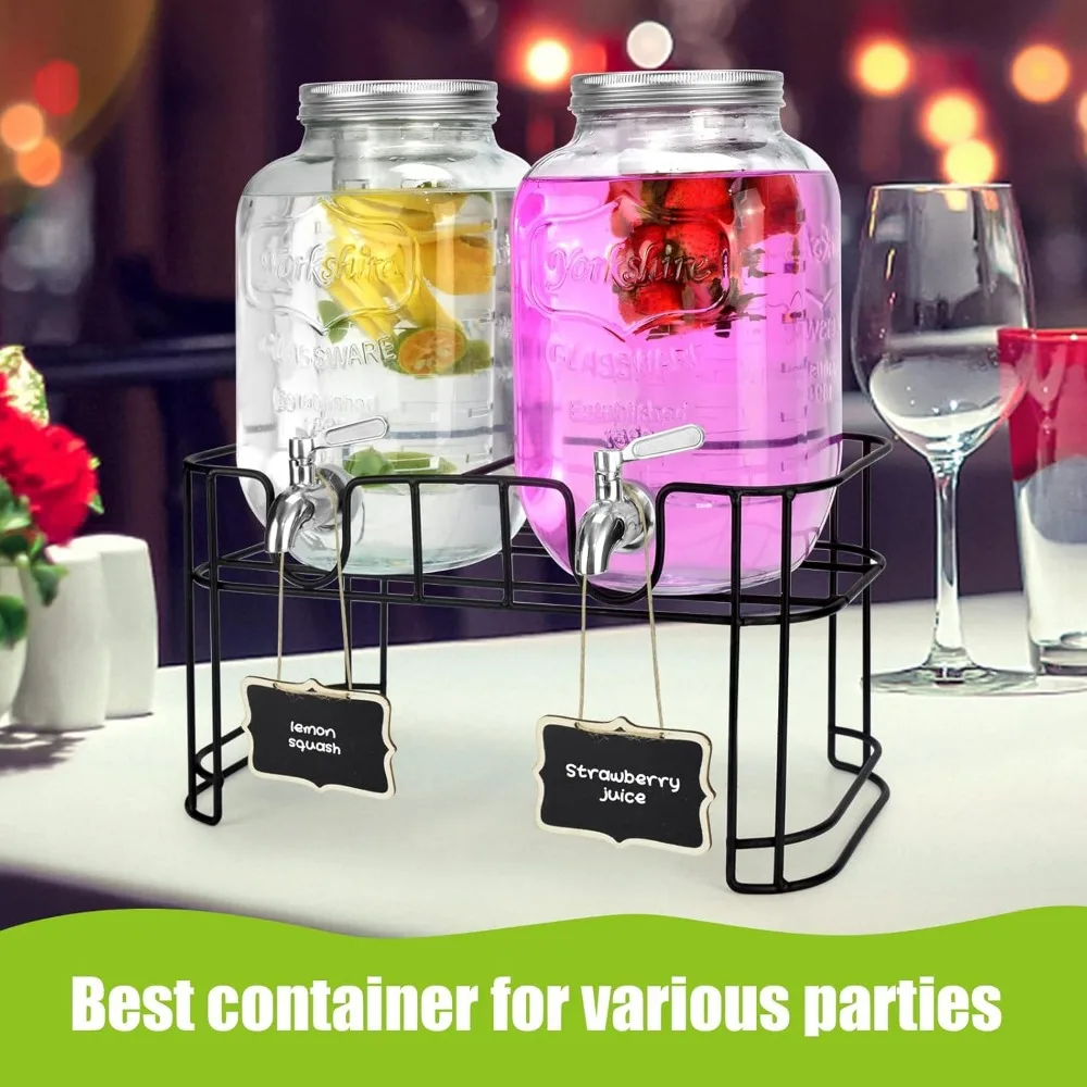 1 Gallon Glass Drink Dispensers For Parties    Beverage Dispenser,Glass Drink Dispenser With Stand And Stainless Steel Spigot