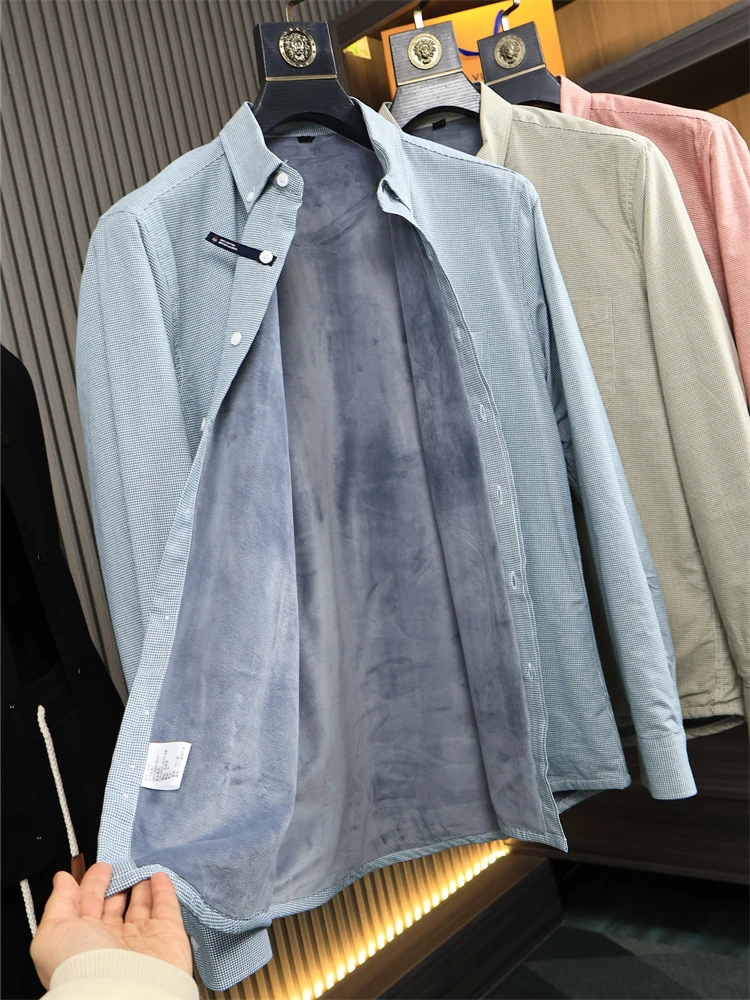 

Finn Brand Men's irt Winter Busin Casual Lapel Thiened Fce Fabric No Scratch Feels Close to Skin Stand Fit