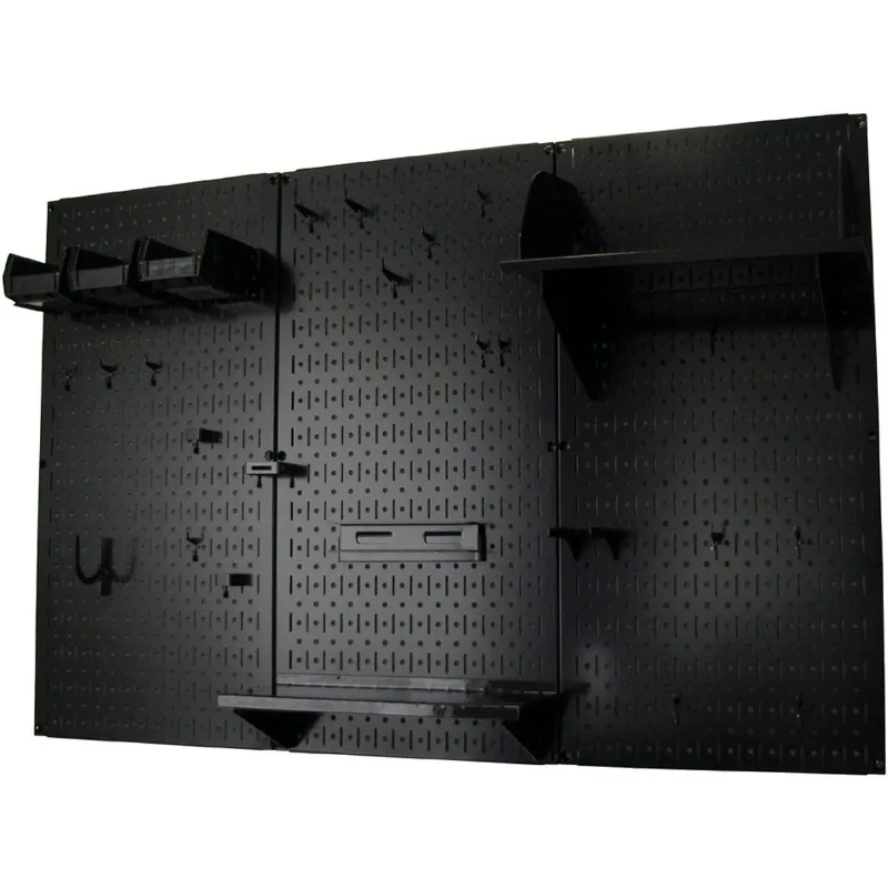 Organizer Wall Control 4 ft. Metal Pegboard Standard Tool Storage Kit with Black Toolboard and Black Accessories