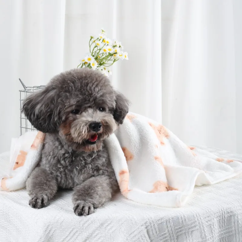 Weiche, flauschige, hochwertige Haustierdecke aus Flanell, Hundeschlafdecke mit Pfotenmuster, Haustiermatte, warme, bequeme Decke für Katzen und Hunde – Detail 8