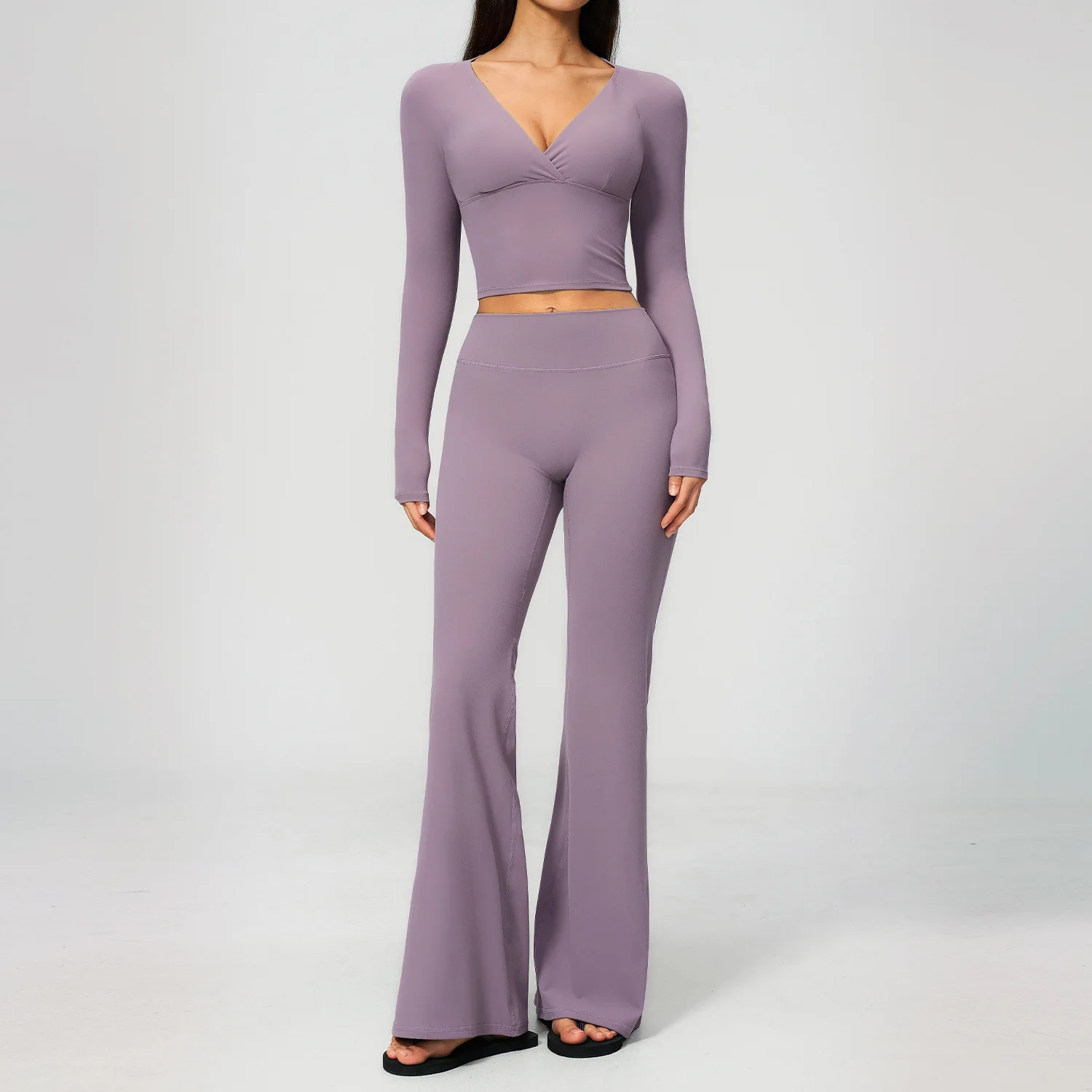 Yoga Set 2PCS Women Outfits Workout Clothes Athletic Wear Gym Legging Fitness Bra Crop Top Long Sleeve Sports Suits Sportswear