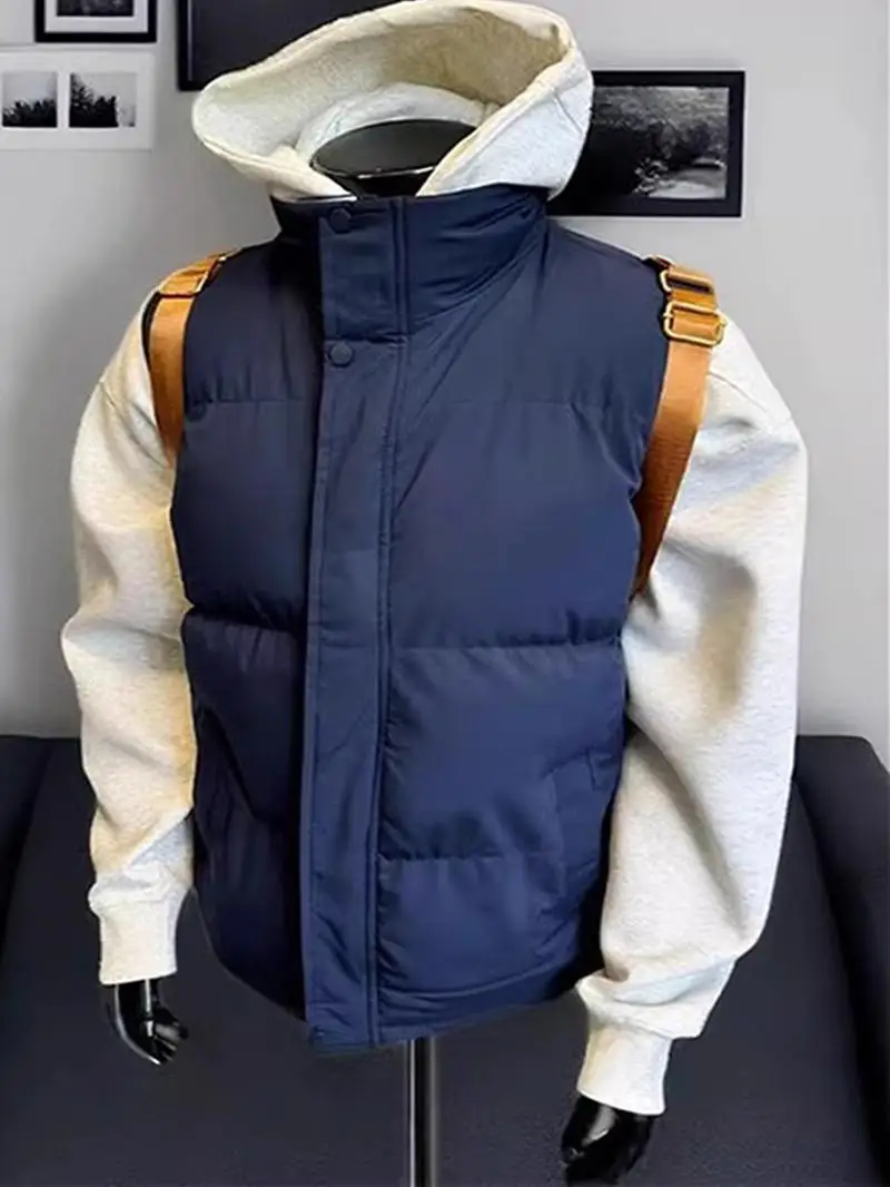 

Мужской утепленный жилет Cleanfit Blue: осенне-зимняя теплая куртка с подплечниками, короткая хлопковая куртка, верхняя одежда для молодежи, модная.