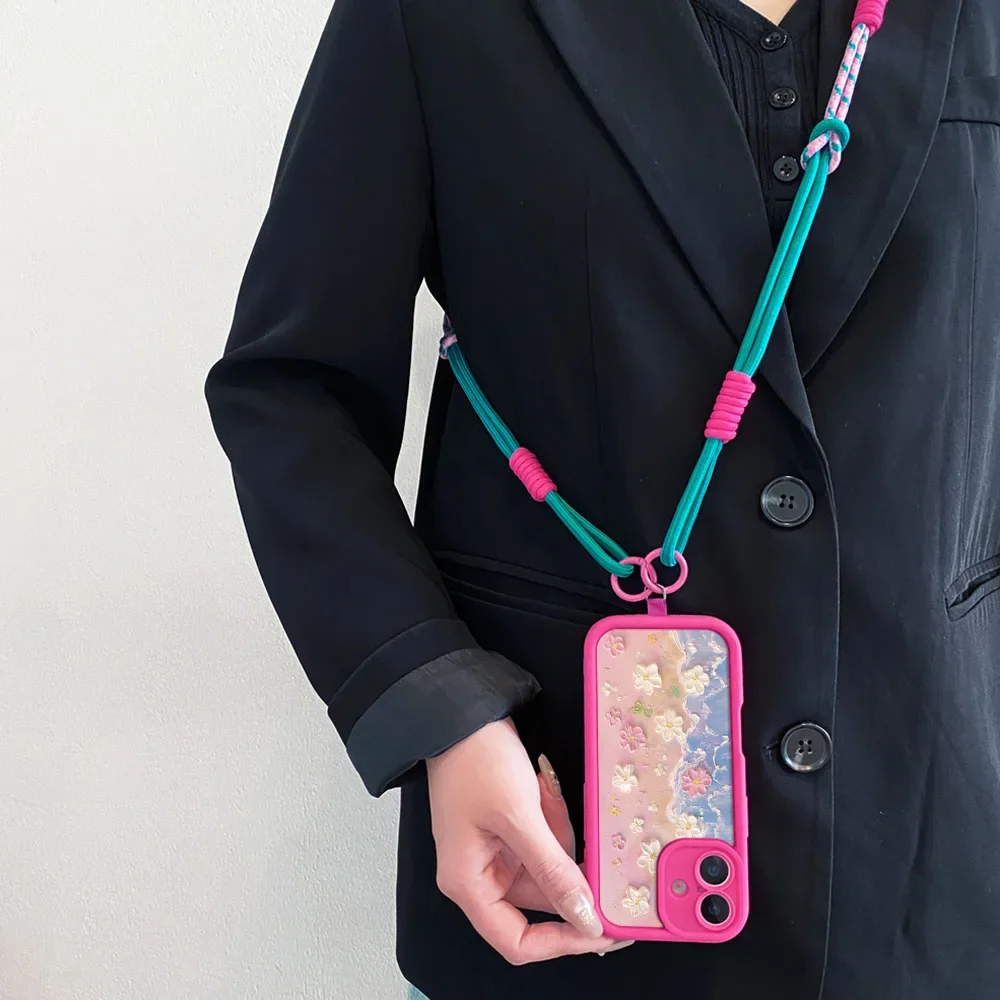 Ypm5PhoneCase ل Xiaomi Poco X7 X6 F7 F6 M7M6 F5X5 X3 M3 Pro C55 C65 C75 C71 لطيف الأزهار Crossbody الحبل قلادة حزام غطاء