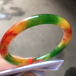 Color Jade Quartzite Bracelet Tritone Yellow Green Delicate Elegant Bangle Myanmar Authentic Belt Certificate Fine Jewelry