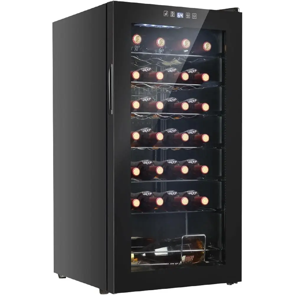 

Dual-Zone Standing Wine Cooler with Digital Temp Control and Double Glass Door for Red, White, and Champagne Storage