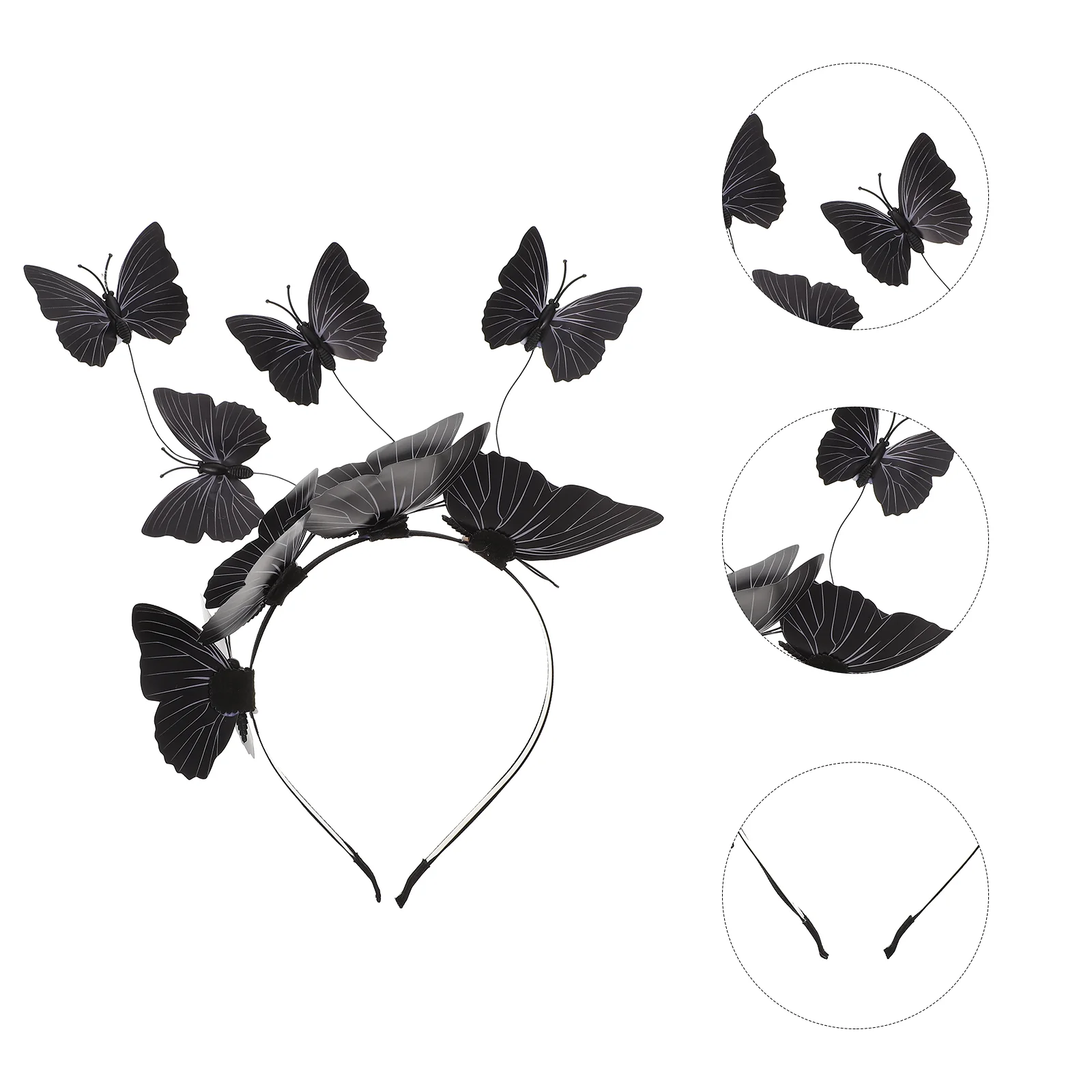 

Black Headband 3D Butterfly Costume Headpiece Performance Halloween Cosplay Accessory Miss