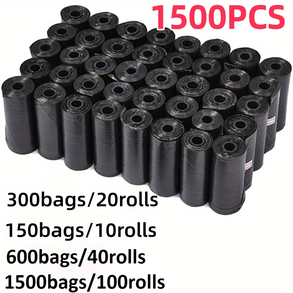 Bolsa para excrementos de perro, bolsa para limpieza al aire libre, suministros para mascotas, 15 bolsas/rollo, bolsa de basura de repuesto, suministros para mascotas, 1500/15 Uds.