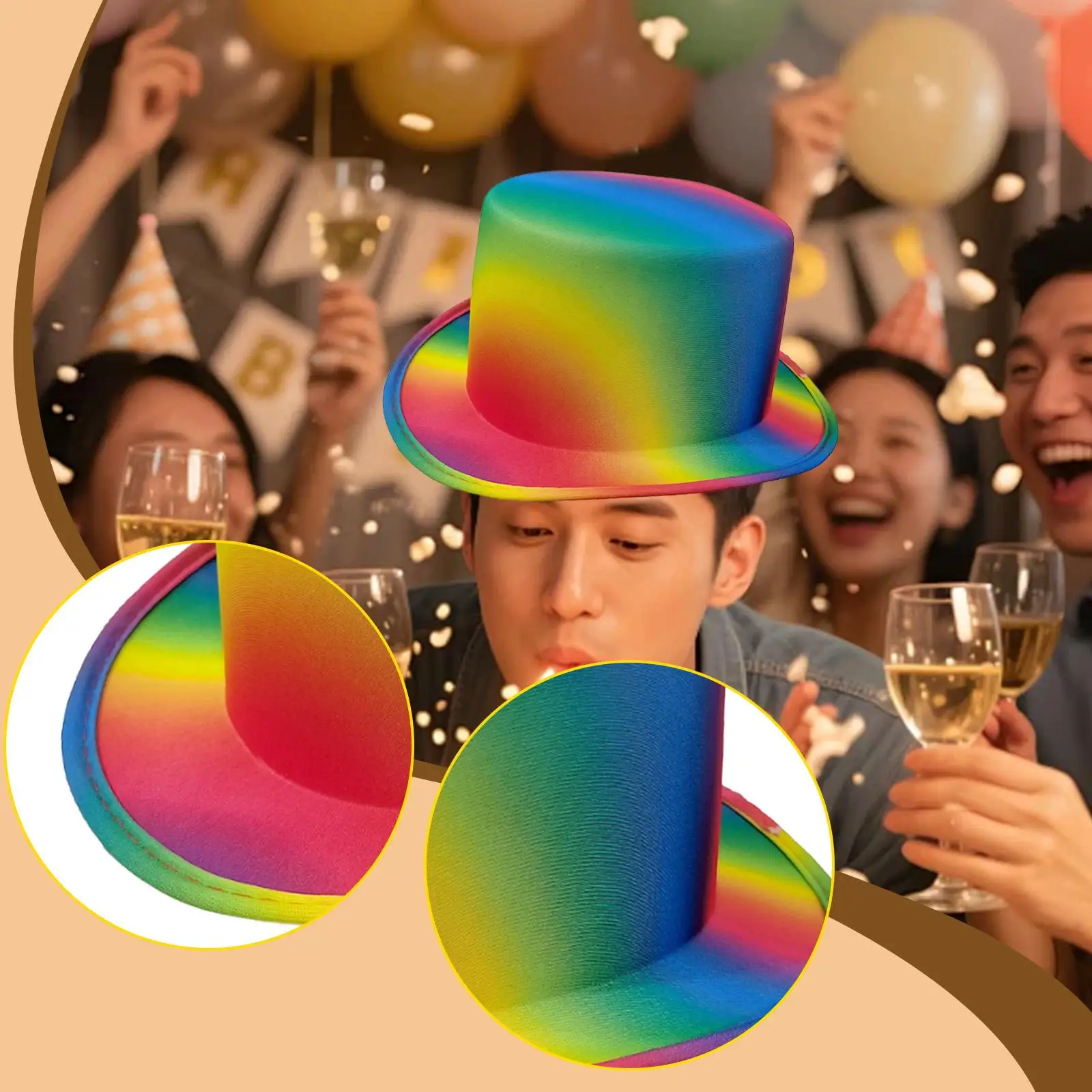 

Adult Rainbow Top Hat Decorative Novelty Costume Accessories Magician Hat for Carnival Fancy Dress Masquerade Halloween Clown