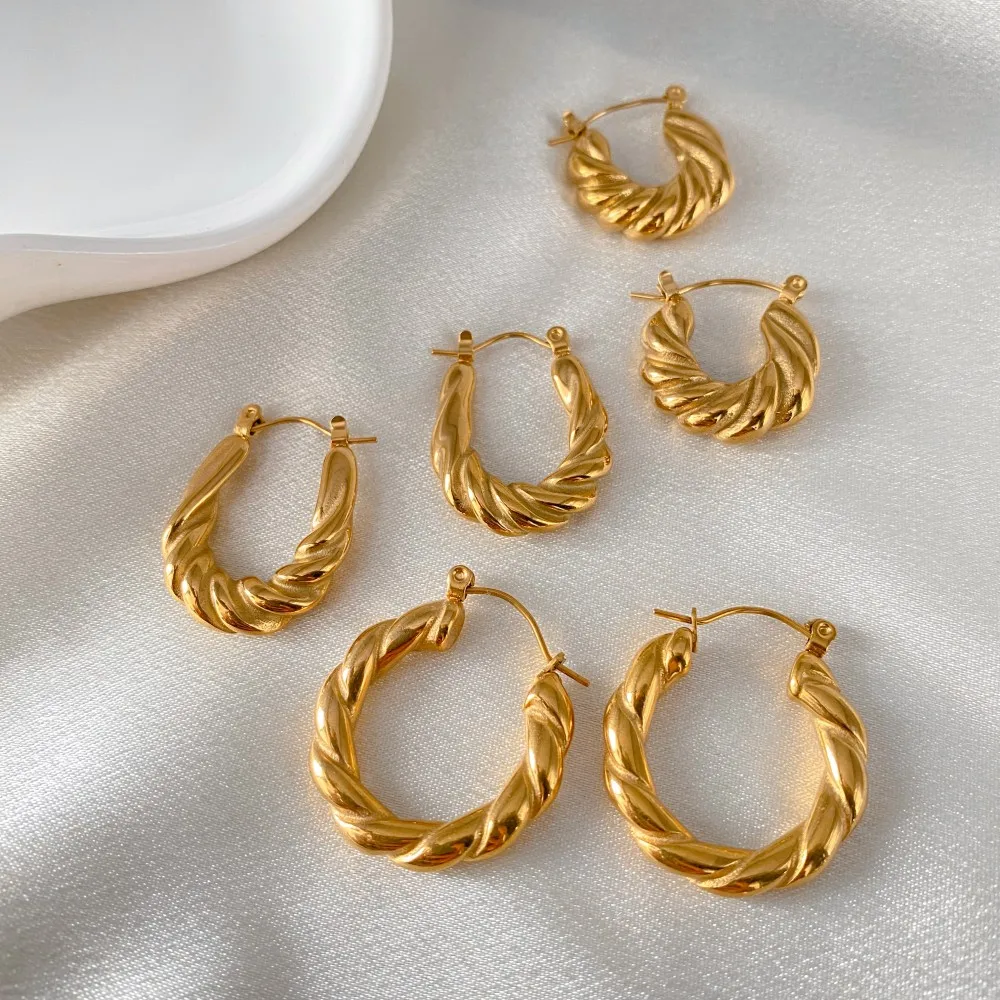 eManco Gwintowane kolczyki koła Biżuteria ze stali nierdzewnej Twist Piercing Kolczyki Moda damska Biżuteria Prezent — zdjęcie 6