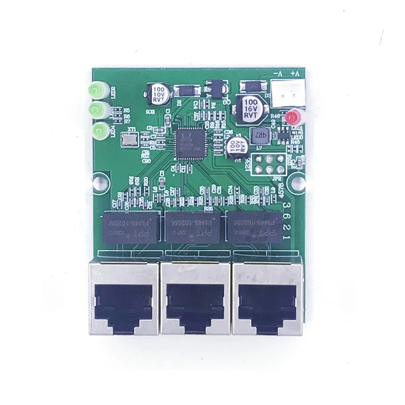 고속 스위치 미니 3 포트 이더넷 스위치 10 / 100mbps rj45 네트워크 스위치 허브 pcb 모듈 보드 시스템 통합 모듈