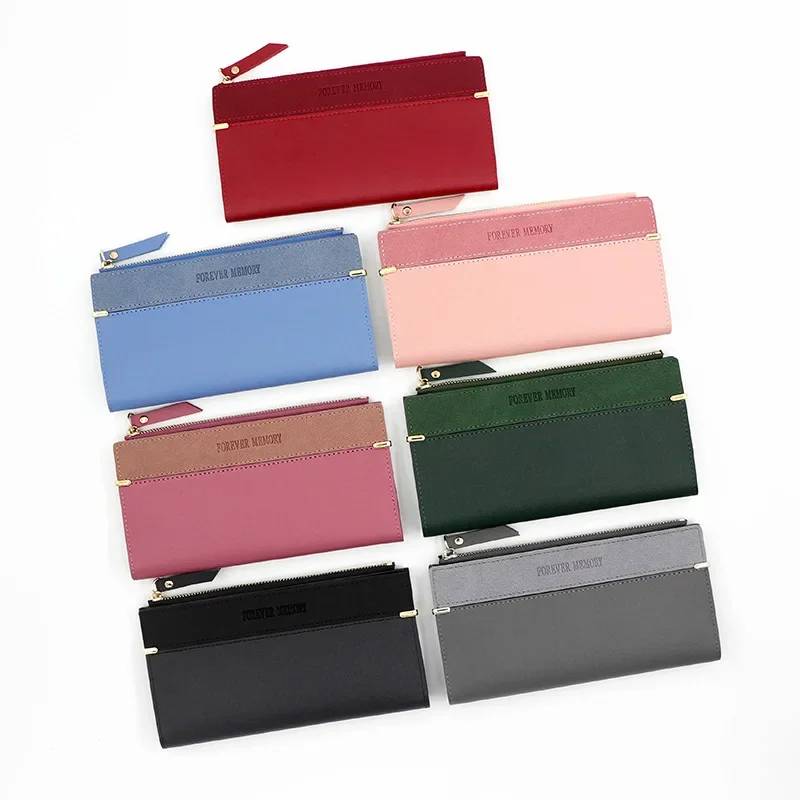 Women's Long Purse with Leather Solid Color Fashion Purse Coin Purse Holding Bag Card Bag Storage Bag