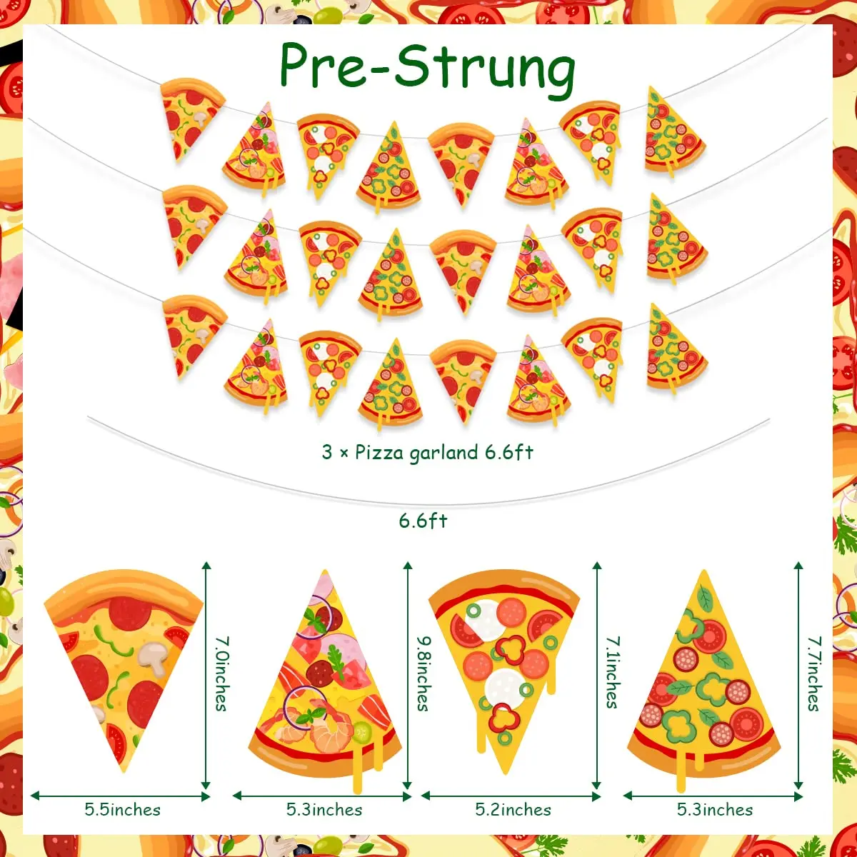 Cheereveal 3 Pieces Pizza Banner Pizza Theme Pennant Bunting Garland for Baby Shower Birthday Bachelorette Party Decorations