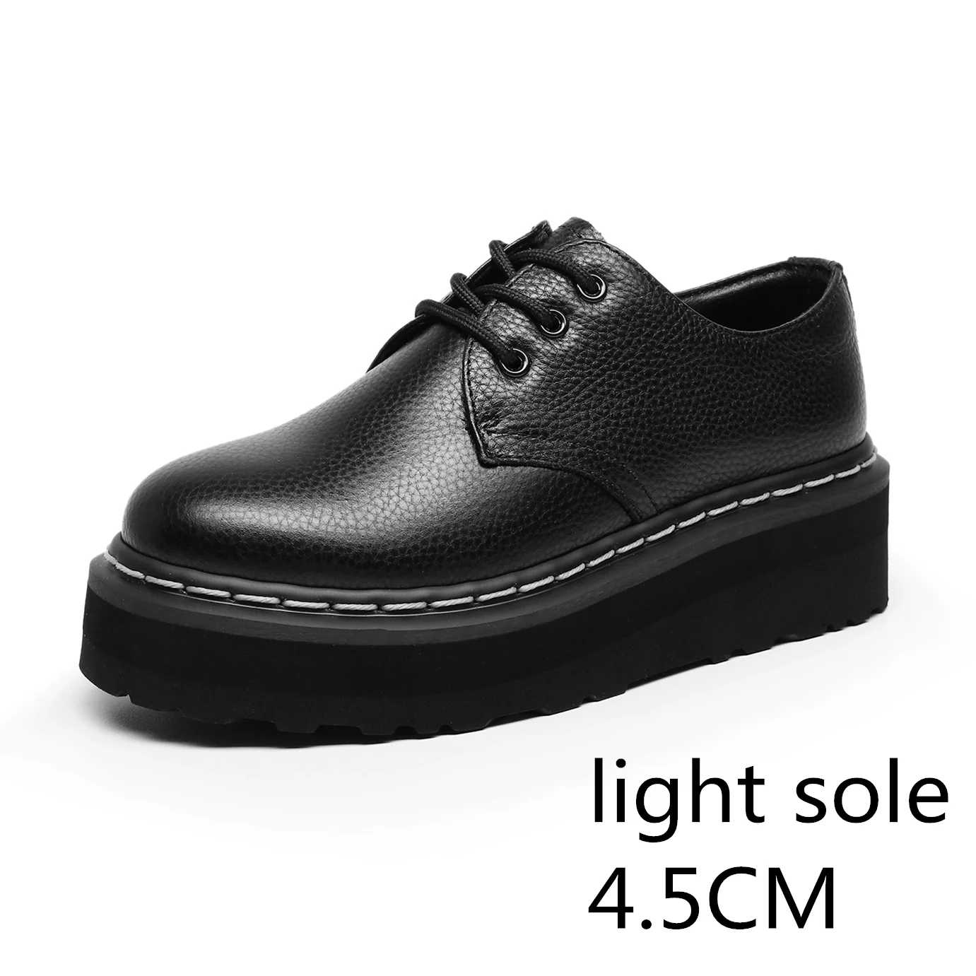Unisex  Platform cowhide Women\'s Leather Shoes Thick Leather Shoes Black Mary Jane shoes Sole Large Men\'s Shoes 34-44