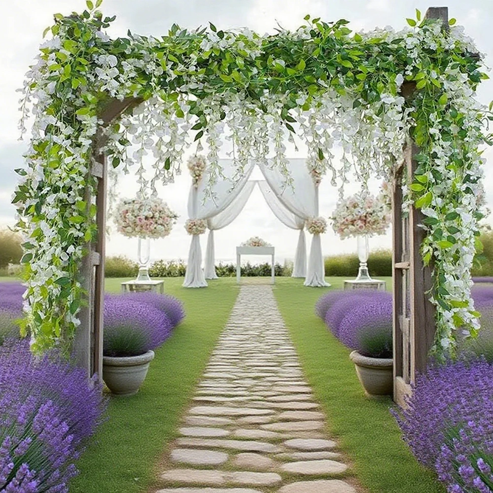 

10pcs Artificial Plant Flower Hydrangea Leaf Vine Wedding Home Room Decora Fake Plant Arrangement Accessories Outdoor Yard Arch