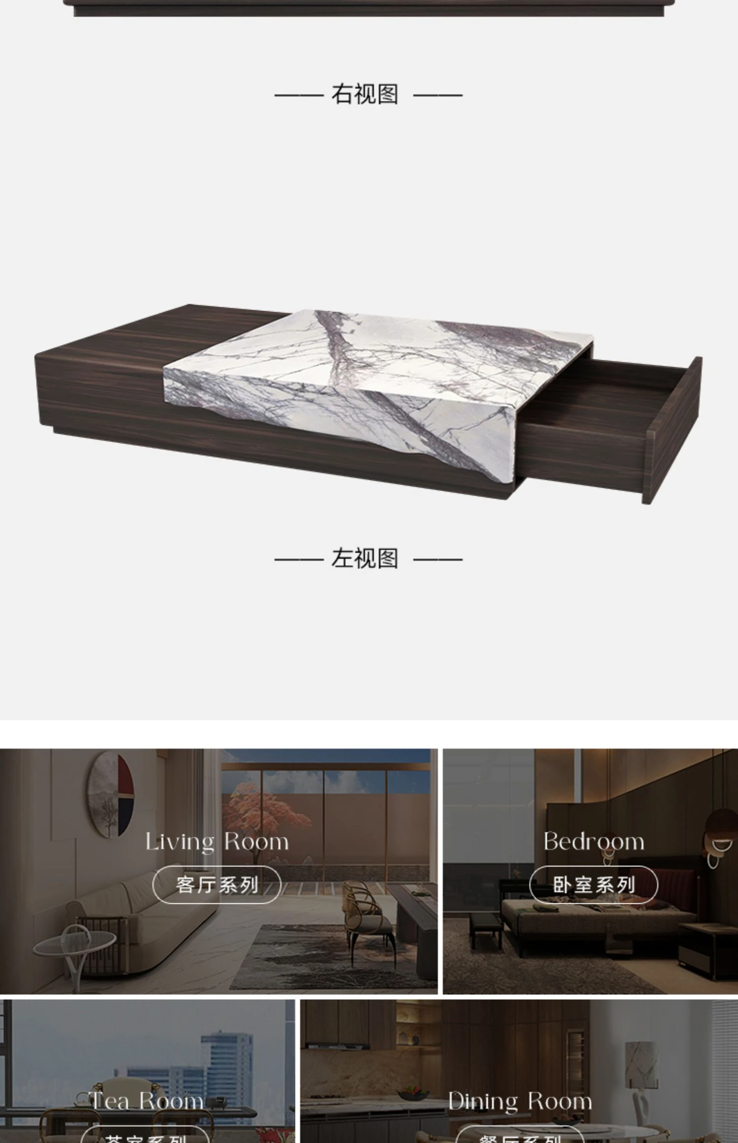 

Ai Die Light Luxury Tea Table Large Unit Villa Luxury Stone Tea Table Living Room Natural Marble