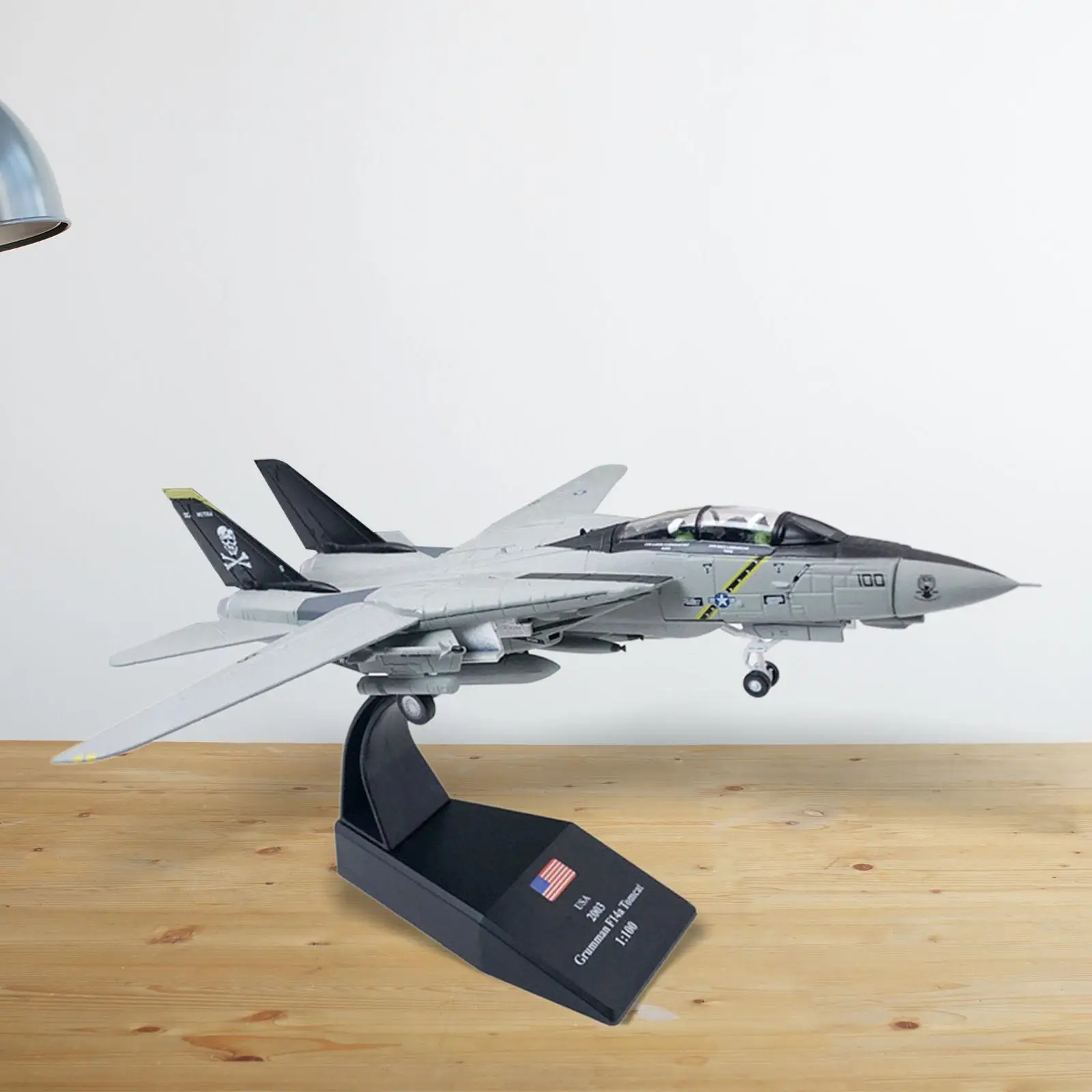 

1/100 Scale Diecast F14 Fighter with Stand Toy Display for Home Shelf Decor