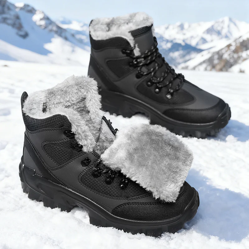 

Мужская зимняя обувь, высокие ботинки на шнуровке в британском стиле, хлопковая обувь-карго на толстой подошве, уличные мужские ботильоны, обувь