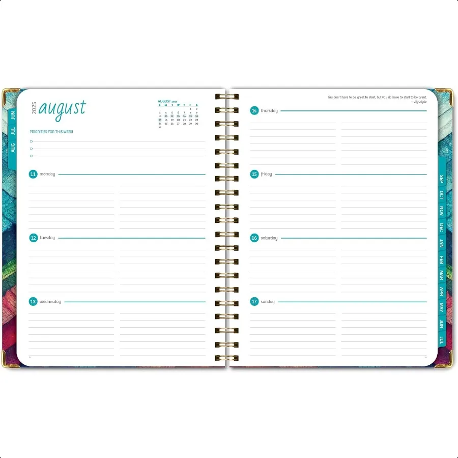 HARDCOVER Anno accademico 20252026: giugno 2025 a luglio 2026 8,5x11 Agenda annuale mensile settimanale giornaliera. Piega tascabile segnalibro