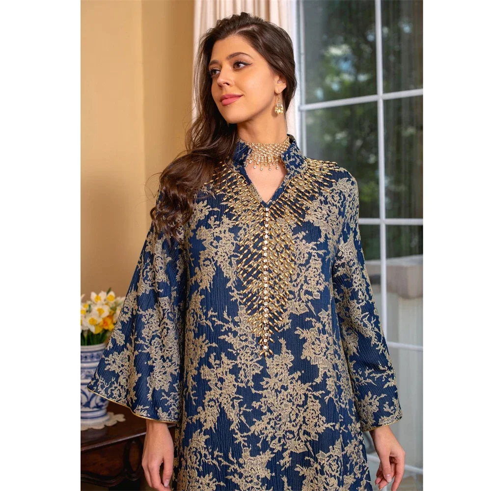 

Eid Ramadan Marocain Abaya Dubai Turkey Kaftan Muslim Women Maxi Evening Dress Islamic Jalabiya Saudi Arabic Robe Femme Caftan