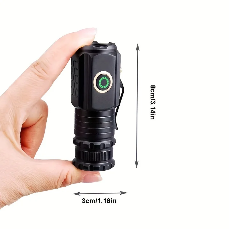 Powerful EDC LED Flashlight USB Rechargeable Small Torch 5 Modes Lightweight Mini Flashlight for Camping Hiking Emergencies