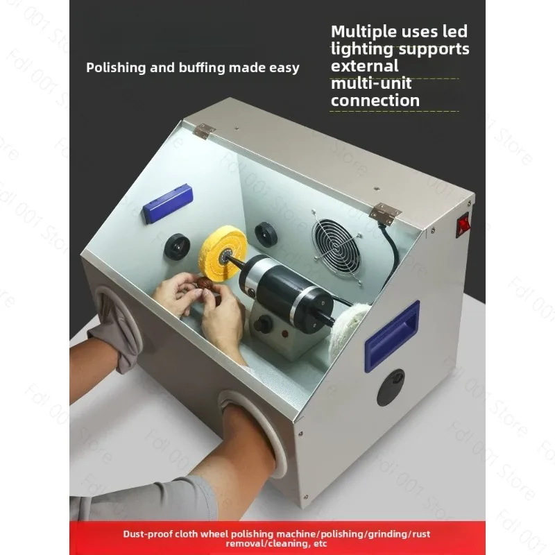 Grinding and Polishing All-in-one Machine with Dust Box Cover Small Desktop Jewelry Metal Wenwan Polishing Machine