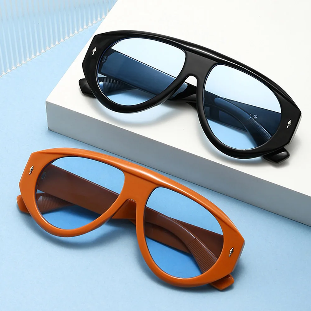 Vintage Übergroße Einteilige Sonnenbrille für Damen Neue Mode Nietenverzierte Ovale Sonnenbrille für Herren Schicke Outdoor Hip-Hop-Brillen – Detail 5