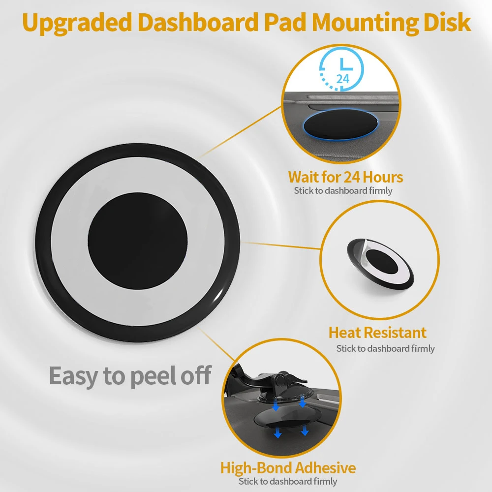 Dashboard Pad Mounting Disk Reusable Super Sticky Gel Pad Compatible with All Phone Car Mount & GPS Navigation Suction Cups