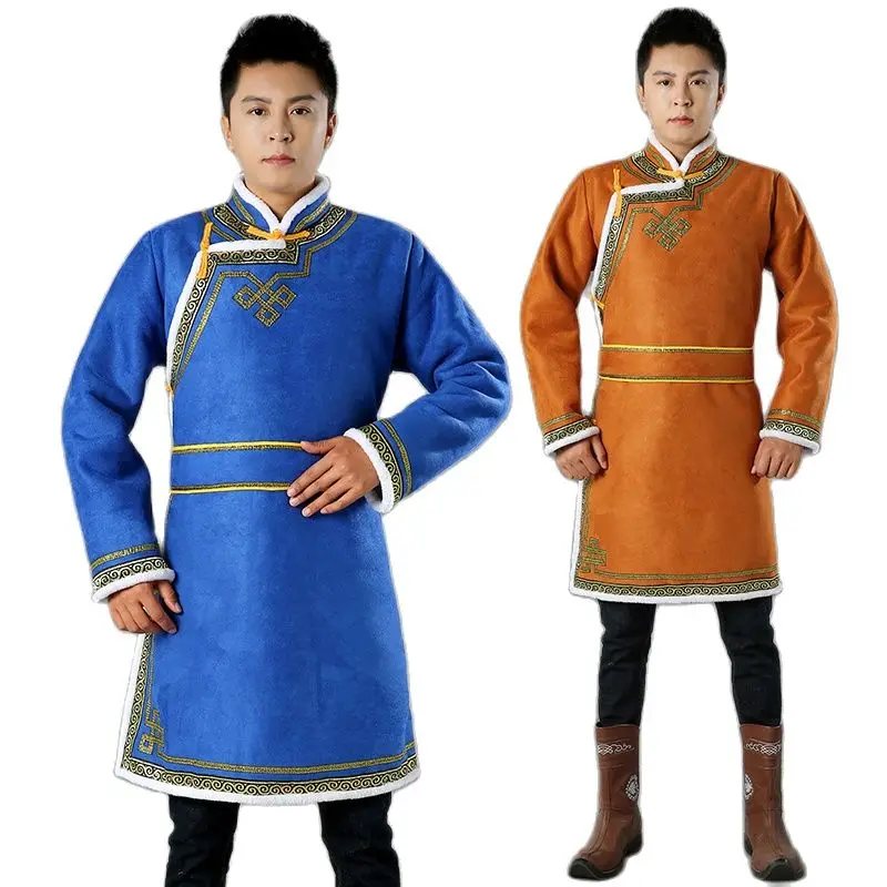 

Winter Men's Tang Suit long Cotton Thick Coats Chinese Traditional clothing Men Mongolia Long Jackets national style Tops