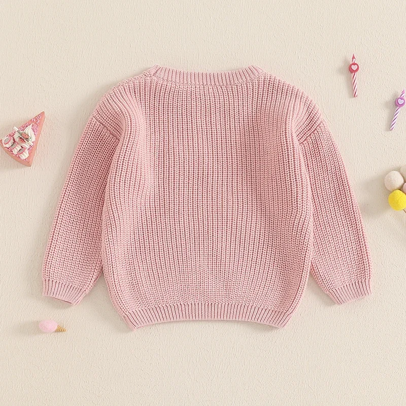 Toddler Baby Girl Long Sleeve Floral Tops  Letter Embroidery Knitted Fall Winter Pullover Infant Sweaters 3-12 Months Knitwear