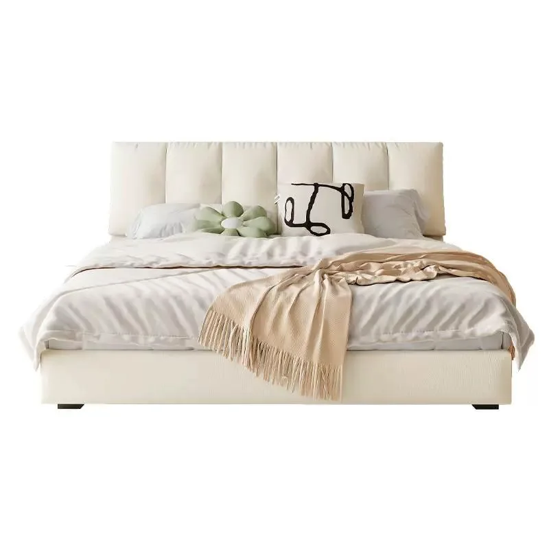 Cloud fabric bed, small apartment master bedroom, modern simple soft bag technology cloth double wedding bed storage