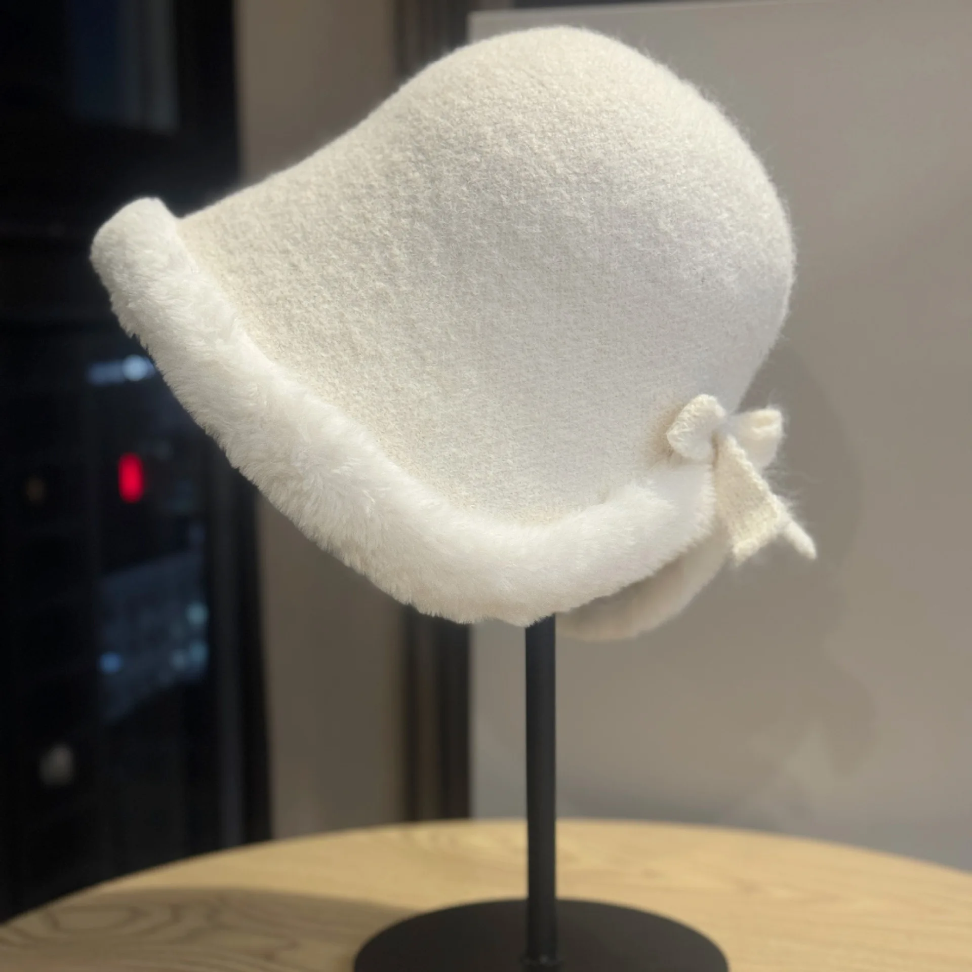 Women's Plush Bucket Hat with Rear Slit Design | Thermal Winter Fisherman Cap | Face Slimming Luxury