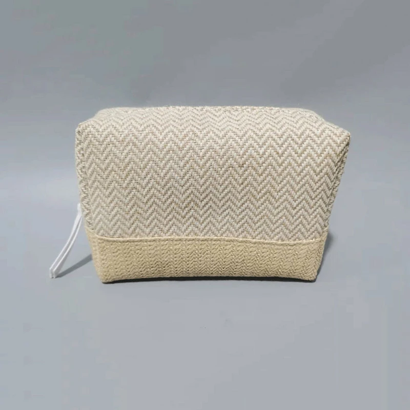 

5pcs Cosmetic Bags Women Weave Two Color Patchwok Solid Protable Makeup Bag 3Colors