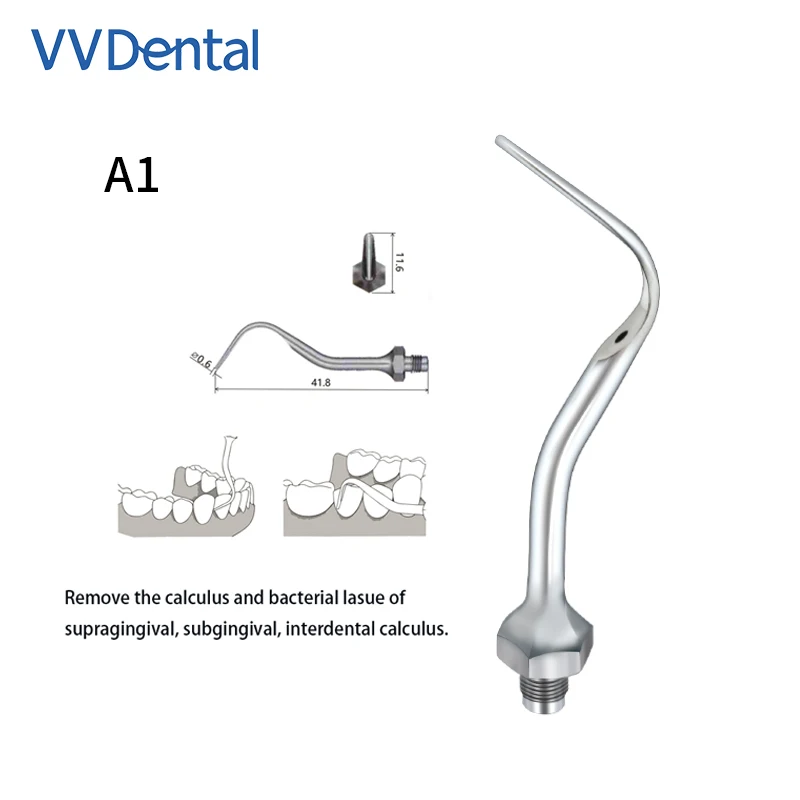 VV 1Pc Dental Ultrasonic Scaler Tip  Multifuction scaler tip Remove calculus bacterial A1,A2 Fit for AMDENT Handpiece Scaler