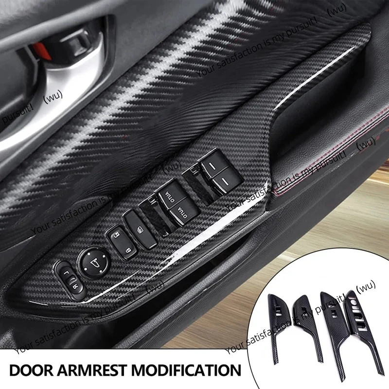 For Honda Civic Carbon Fiber Inner Door Armrest Glass Button Decorative Sticker, 2019 2020 Accessories view 5