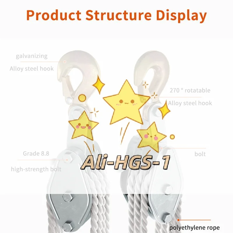 

Portable Hand Winch with Swivel Hook, Heavy Rope Pulley for Vehicle Recovery, Garage & Warehouse Lifting, Manual Hand Hoist