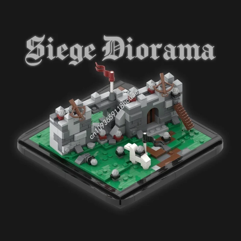 580ピース MOC 中世包囲戦ディオラマ城 城郭モデル 組み立てブロック おもちゃ 建築 DIY アイデア 教育 クリスマスギフト 子供向け