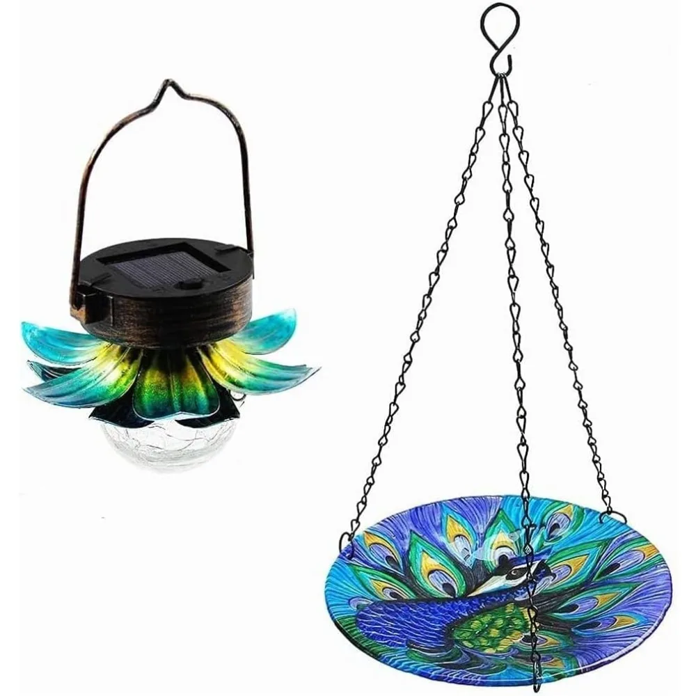 

Solar Peacock Pattern Bird Feeder Crafts Outdoor Garden Art Feeder Outdoor Hanging Iron Art Can be Used for Outdoor Travel