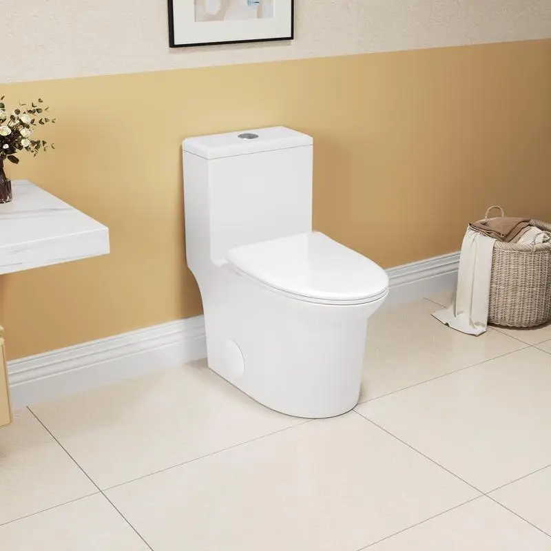 

1.1/1.6 GPF Elongated Comfort Height Super Quiet Flushing Floor Mounted Toilet, CUPC & WaterSense Certified, Ceramic, White,