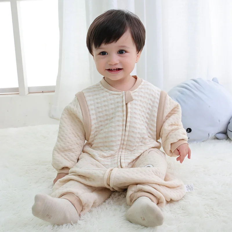 Split Leg Design Baby Sleeping Bag Long Sleeves Warm Sleeping Bags Sack Thick Spring Autumn Toddler Anti-kick Pajama Sleepsack