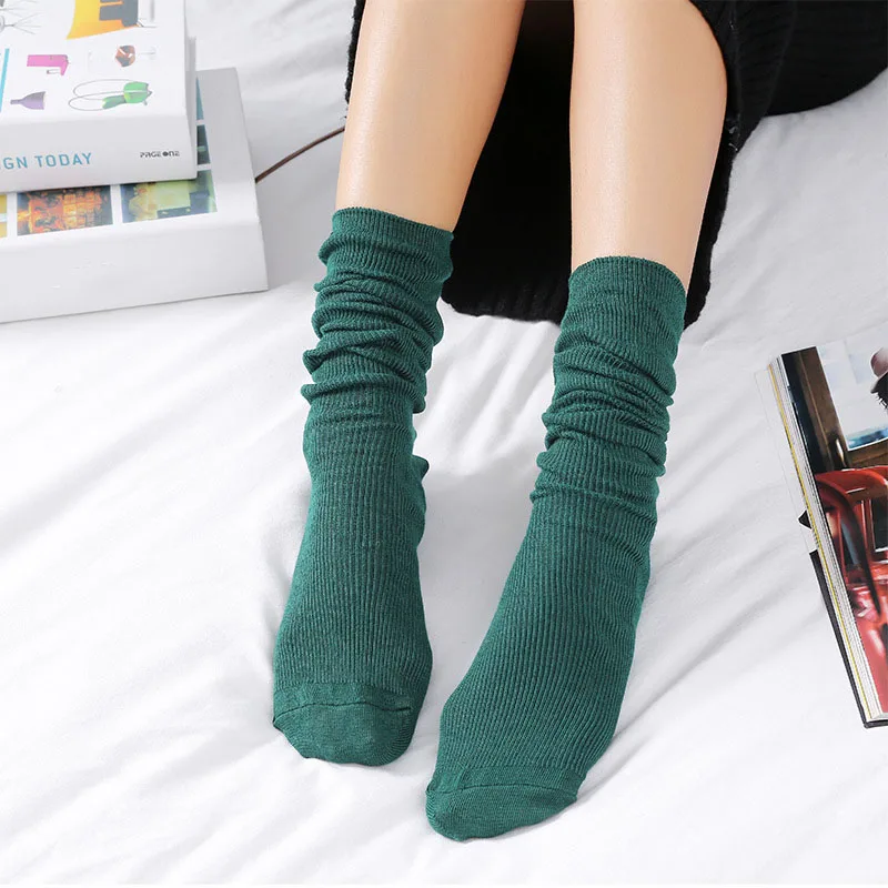 ETya – chaussettes en coton pour hommes et femmes, de Style japonais et coréen, tendance, couleur unie, collection automne et hiver, Soxs