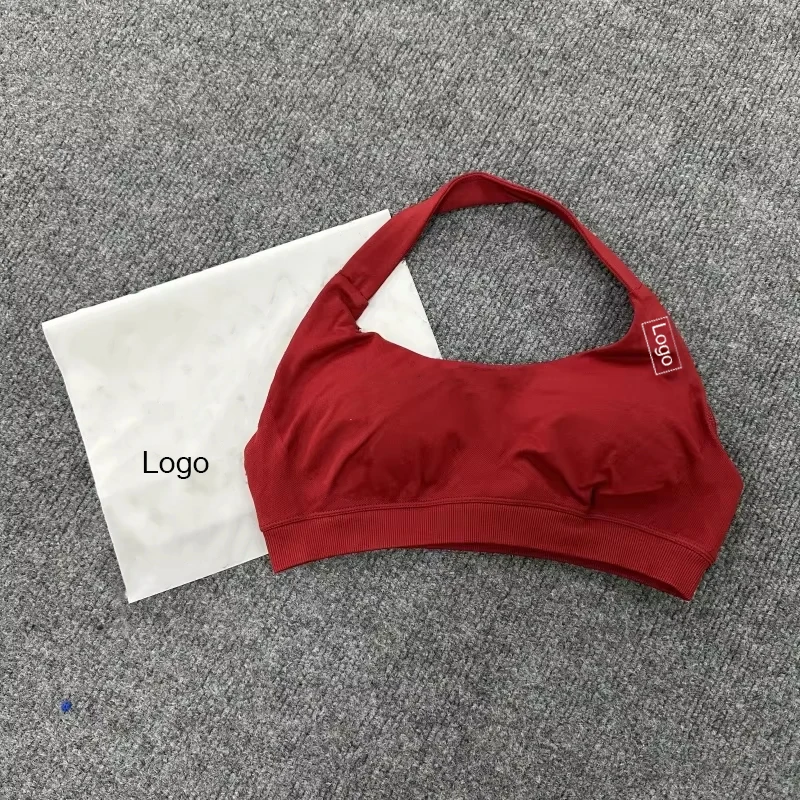 حمالة صدر رياضية للنساء بشعار D Impact حمالات صدر بدون خياطة مع شعار مبطن مفتوح الظهر حمالة صدر لليوجا متوسطة الدعم لصالة الألعاب الرياضية