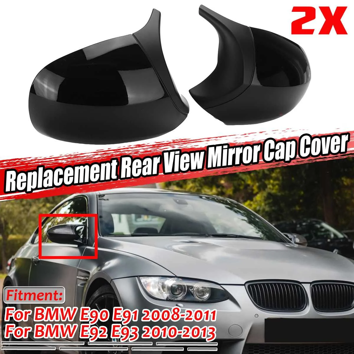 

Pair Car Side Rearview Mirror Cover Cap Mirror Shell Case Trim For BMW E90 E91 2008-2011 E92 E93 2010-2013 LCI Facelifted