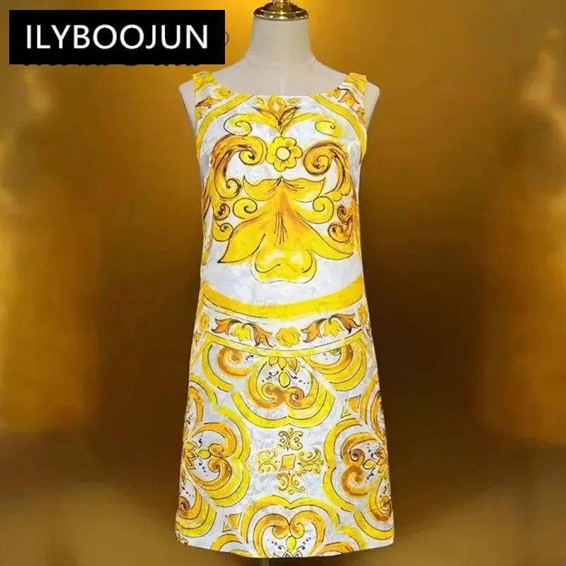 ILYBOOJUN 2024 Summer High Quality Women‘s Dresses Bohemian Print Spaghetti Strap Backless Temperament Sexy A-Line Dresses