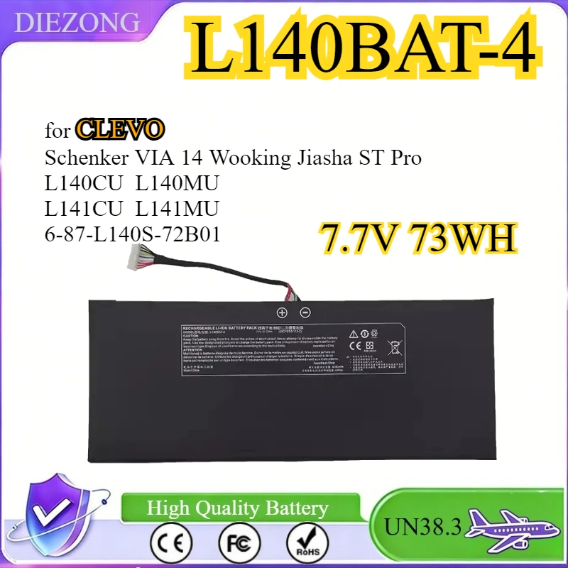 

L140BAT-4 Laptop Battery for CLEVO Schenker VIA 14 Wooking Jiasha ST Pro L140CU L140MU L141CU L141MU 6-87-L140S-72B01 7.7V 73WH