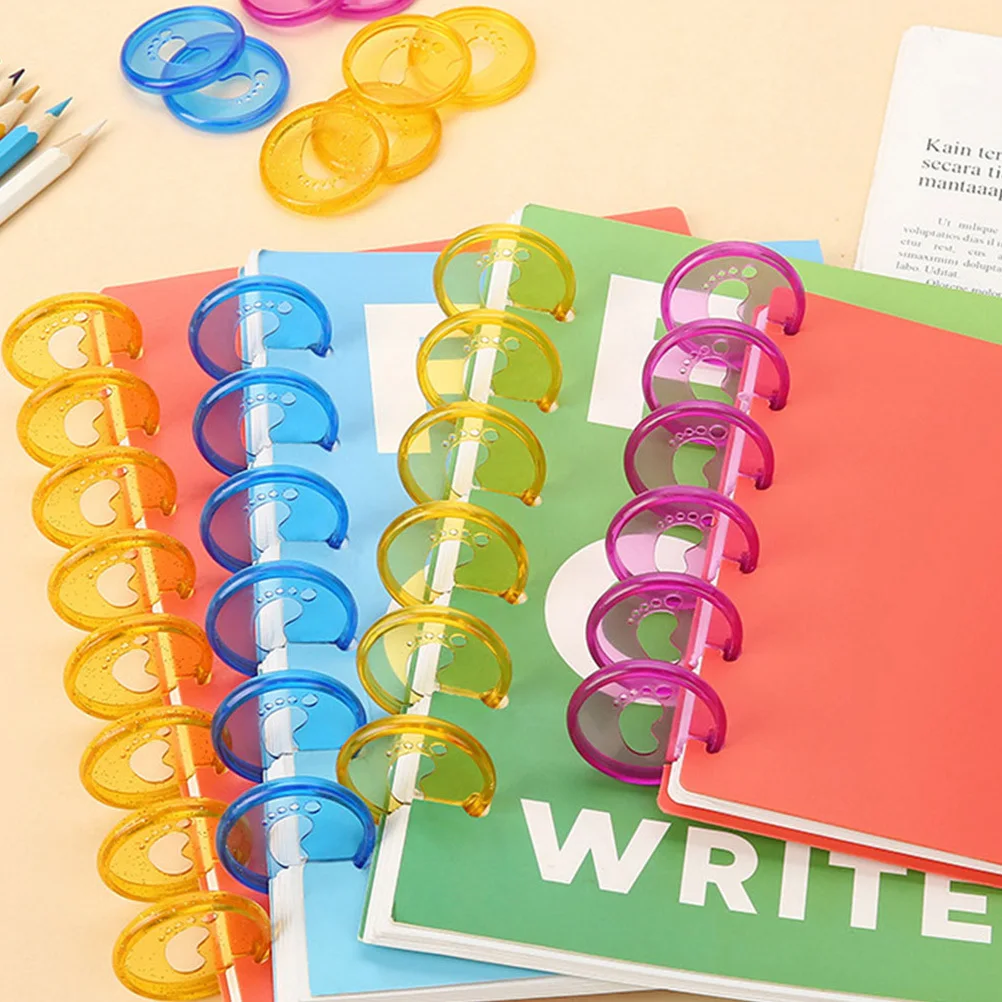 20Pcs Loose-Leaf Binder Discs Colored Plastic Binding Rings for Notebook Notepad Memo Files Artists Students Office Use