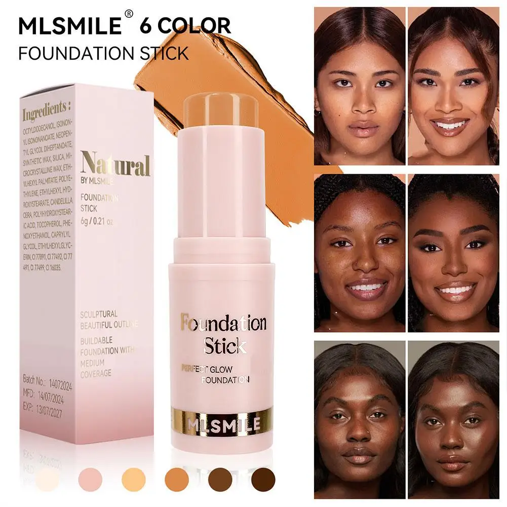 Mlsmile 6-color Foundation Make-up Stick Waterproof Suitable For Black Skin Universal Brightening Concealer Stick Light And W8s4