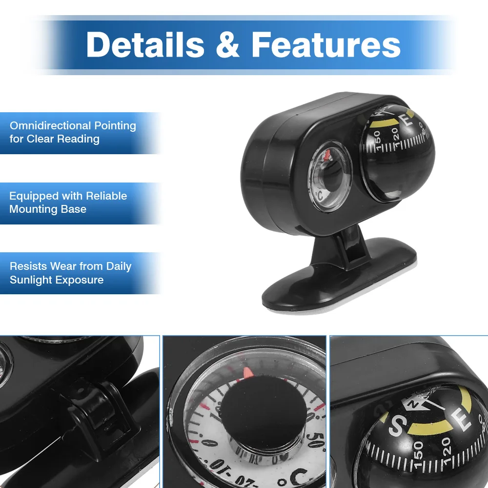 2 in 1 Car Dashboard Compass With Temperature Indicator Dashboard Ball Car-styling Guide Ball Vehicle Automotive Accessories