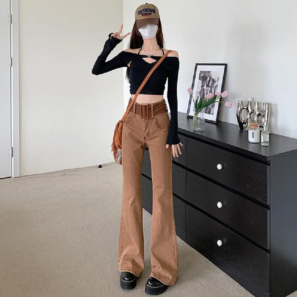 

All-Match High-Waisted, Micro-Flare Denim Long Wide-Leg Women'S Spring Autumn New Design Niche Straight-Leg Floor Pants