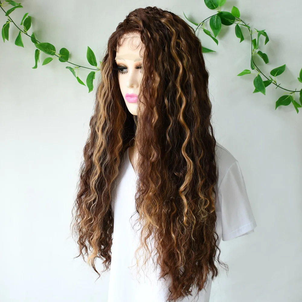 تسليط الضوء على شقراء الدانتيل الجبهة موجة عميقة للنساء 30 بوصة لينة متموجة تأثيري الباروكات عالية الكثافة الدانتيل الاصطناعية الدانتيل أمامي peluca